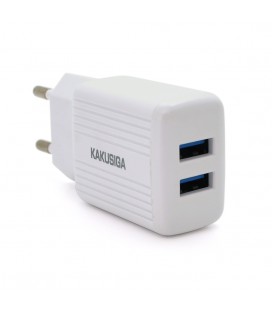 СЗУ AC100-240V KAKUSIGA KSC-368 DILANG, 2xUSB, Output: DC5V/2.4A (12W), White, Blister