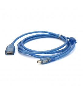 Кабель USB 2.0 AF/Mini-B OTG, 1.5m, прозрачный синий