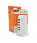 СЗУ AC100-240V iKAKU KSC-741 Jufeng Series Desktop, 5xUSB, Output: DC5V/2.4A (12W), White, Box