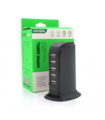 СЗУ AC100-240V iKAKU KSC-741 Jufeng Series Desktop, 5xUSB, Output: DC5V/2.4A (12W), Black, Box