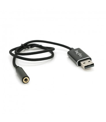 Перехідник для навушників VegGieg V-K201 USB2.0(M)-Jack3.5(F), Black, Box