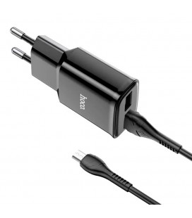 Набор СЗУ 110-240V HOCO C88A + кабель Micro, 2xUSB, 2.4A, кабель 1м, Black, Box