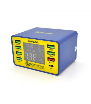 Зарядні станція з цифровою індикацією MECHANIC iCharge 8M , 6*USB-A, QC3.0-5В3.4А,9В2.3A,12В1.5А, PD3.1-5В3.4.А,9В2.3A,12В1.5А, 