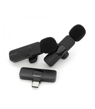 Петличний бездротовий мікрофон BOYA BY-MW3(2шт), роз'єм Type-C, вбудований акумулятор 80 mAh, Black, Box