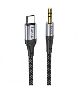 Кабель HOCO UPA26 DC3.5 (папа) &gt, Type-C (папа), круглый в оплетке, 1м, Black, Box
