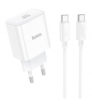 Набір СЗУ 110-240V HOCO C76A Pro+ Type-C кабель, USB-C, PD30W, кабель 1м, White, Box