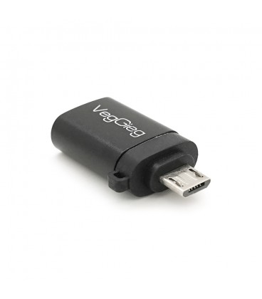 Переходник VEGGIEG V-S123 USB3.0(AF) OTG &gt, microUSB(M), Black, Пакет