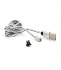 Магнітний кабель PiPo USB 2.0 /Lighting, 2m, 2А, тканинна оплетка, броньований, знімач, Silver, BOX