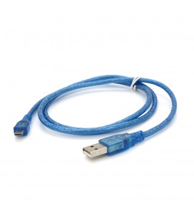 Кабель USB 2.0 (AM / Місго 5 pin) 1м, прозорий синій, Пакет, Q250