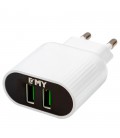 Набір 2 в 1 CЗУ With Iphone Cable 110-240V MY-220, 2 x USB, 5V / 12W, Output: 5V / 2.4A, White, Blister- box