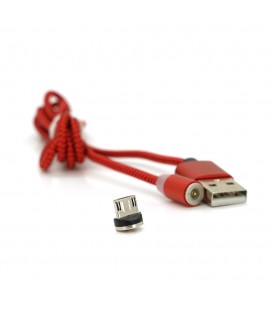 Магнитный кабель PiPo USB 2.0/Micro, 1m, 2А, тканевая оплетка, бронированный, съемник, Red, BOX