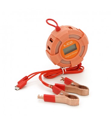 Портативний HUB із крокодилами на 8*USB2.0+LCD, живлення 12В, Red, Box