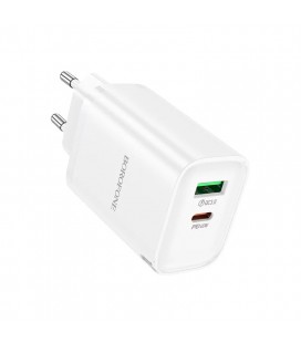 СЗУ BOROFONE BA87A 110-240V, PD65W+Q3.0, USB+Type-C, 65W, White, Box