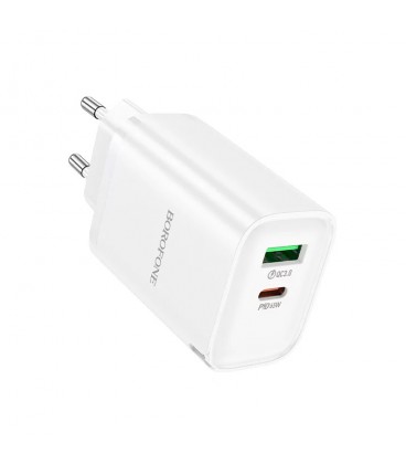 СЗУ BOROFONE BA87A 110-240V, PD65W+Q3.0, USB+Type-C, 65W, White, Box