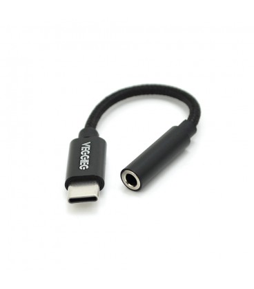 Переходник VEGGIEG TC-203 Type-C(M) &gt, Jack 3.5mm(F), 5см, Black, Пакет