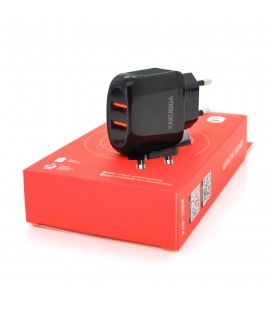 СЗУ KAKUSIGA KSC-674 QISHENG, AC100-240V, 2хUSB--A. DC 5V/2.4A, Black, Box