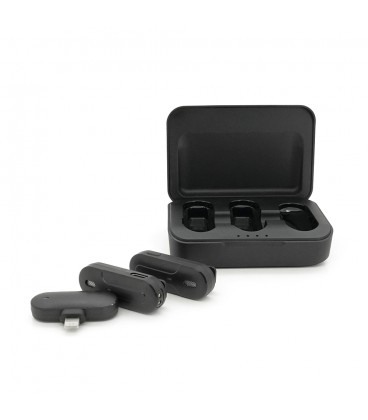 Петличний бездротовий мікрофон K83 (2шт)+ кейс, роз'єм Lighting, вбудований акумулятор 80 mAh, Black, Box