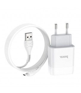 Набор СЗУ 110-240V HOCO C73A+ кабель Micro, 2xUSB, 2.4A, кабель 1м, White, Blister