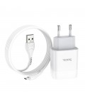 Набір СЗУ 110-240V HOCO C73A+ кабель Micro, 2xUSB, 2.4A, кабель 1м, White, Blister