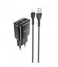 Набір СЗУ 110-240V HOCO C88A+ кабель Lighting, 2xUSB, 2.4A, кабель 1м, Black, Box