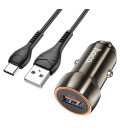 Набір АЗУ 12-24V HOCO Z46 + кабель Type-C, 1xUSB, 18W, кабель 1м, Black, Box