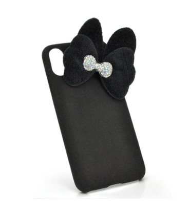 Накладка Пушистая Бантик iPhone 7 Plus/8 Plus black