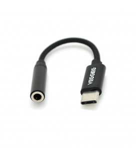 Переходник VEGGIEG TC-201 Type-C(M) &gt, Jack 3.5mm(F), 5см, Black, Пакет