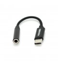 Перехідник VEGGIEG TC-201 Type-C(M)  Jack 3.5mm(F), 5см, Black, Пакет