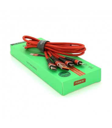 Кабель KSC-296 TUOYUAN charging data cable 3 in 1 Micro / Iphone / Type-C, довжина 1м, Red, BOX