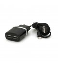Набір СЗУ 110-240V HOCO C12 + кабель Lighting, 1xUSB, 2.4A, кабель 1м, Black, Blister