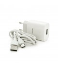 Набір СЗУ 110-240V HOCO C72A+ кабель Type-C, 1xUSB, 2.4A, кабель 1м, White, Blister