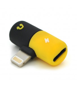 Перехідник 2 в 1  Lighting(M)  2 x Lighting(F), Black/Yellow, Box