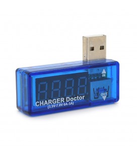 USB тестер Charger Doctor напряжения (3-7.5V) и тока (0-2.5A) Blue, загнутый