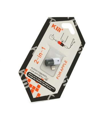 Перехідник KIN KY-176 Lighting(M)  2/Lighting(F), White/Black, Box