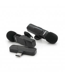 Петличный беспроводной микрофон NeePho N8+(2шт), разъем Type-C, встроенный аккумулятор 80 mAh, Black, Box