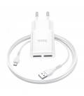 Набір СЗУ 110-240V HOCO C88A + кабель Micro, 2xUSB, 2.4A, кабель 1м, White, Box