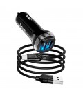 Набір АЗУ 12-24V HOCO Z40+ кабель Type-C, 2xUSB, 2.4A, кабель 1м, Black, Box