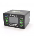 Зарядна станція з цифровою індикацією MECHANIC iCharge 8C, 6*USB-A, QC3.0-5В3А,9В2A,12В1.5А, PD3.1-5В4А,9В2.22A,12В1.67А, 220V/5