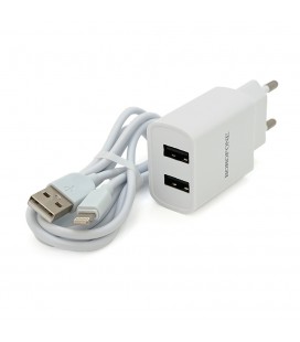 Набор BOROFONE BA53A СЗУ 2xUSB+ кабель Lighting, 2.1A, 1м, White, Blister