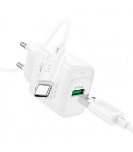 Набор СЗУ 110-240V HOCO C140A+ кабель Type-C, 1xUSB, 18W, кабель 1м, White, Blister
