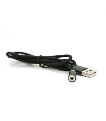 Магнитный кабель PiPo USB 2.0, 1m, 2А, тканевая оплетка, бронированный, Black, OEM