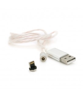 Магнитный кабель светящийся USB 2.0/Lighting, 1m, 2А, Silver, OEM