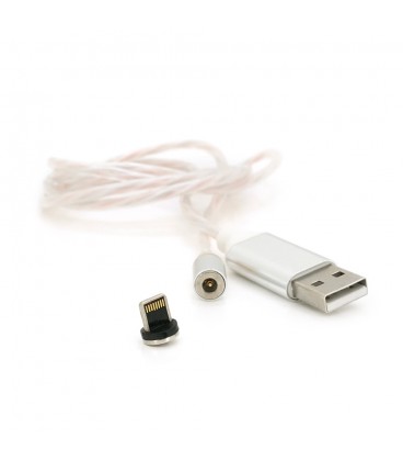 Магнітний кабель світиться USB 2.0 / Lighting, 1m, 2А, Silver, OEM