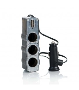 АЗУ разветвитель WEIFENG, 12V-3*12V+USB, Silver, Blister