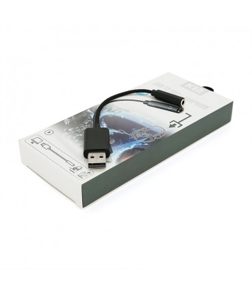 Перехідник для навушників KIN KY-210 USB2.0(M)-Jack3.5(F), Black, Box