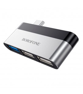 Переходник BOROFONE DH1 Type-C(Male) - USB3.0+2*USB2.0, Black, Box