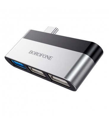 Перехідник BOROFONE DH1 Type-C(Male) - USB3.0+2*USB2.0, Black, Box