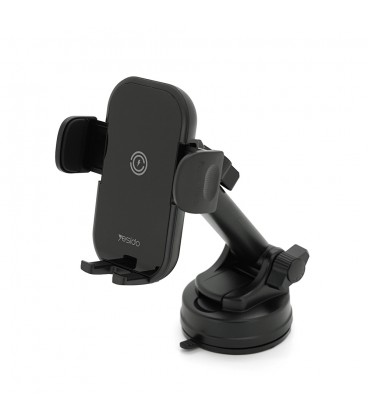 Автотримач Yesido C197+ Wireless Charging 15W, кріплення на торпеду, клямка 50-90мм, Black, Box