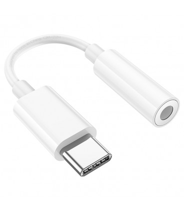 Кабель-переходник HOCO LS35 Jack 3.5mm(F) &gt, Type-C(M), 0.1м, White, Box