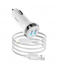 Набір АЗУ 12-24V HOCO Z40 + кабель Lighting, 2xUSB, 2.4A, кабель 1м, White, Box